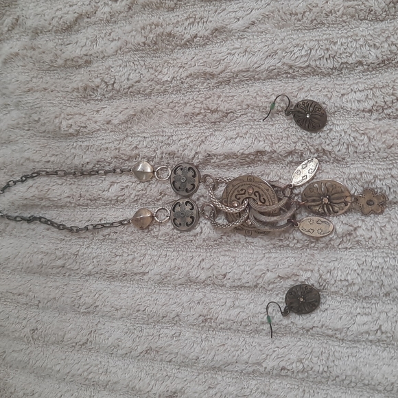 Brasstone bangle necklace and earings - Picture 1 of 4